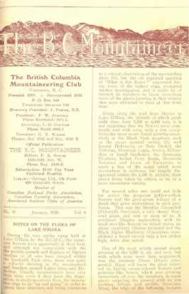 The B.C. Mountaineer 1929 January cover